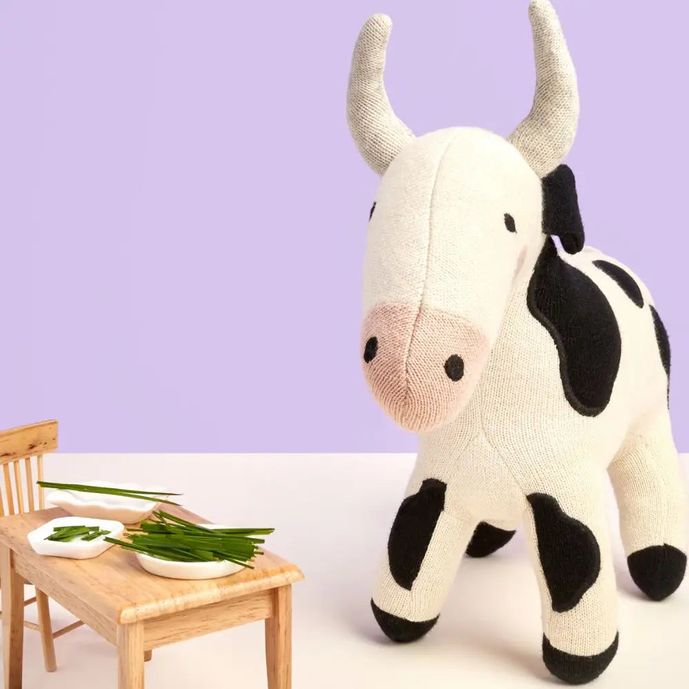 Knitted Organic Cotton Cow Plush Toy