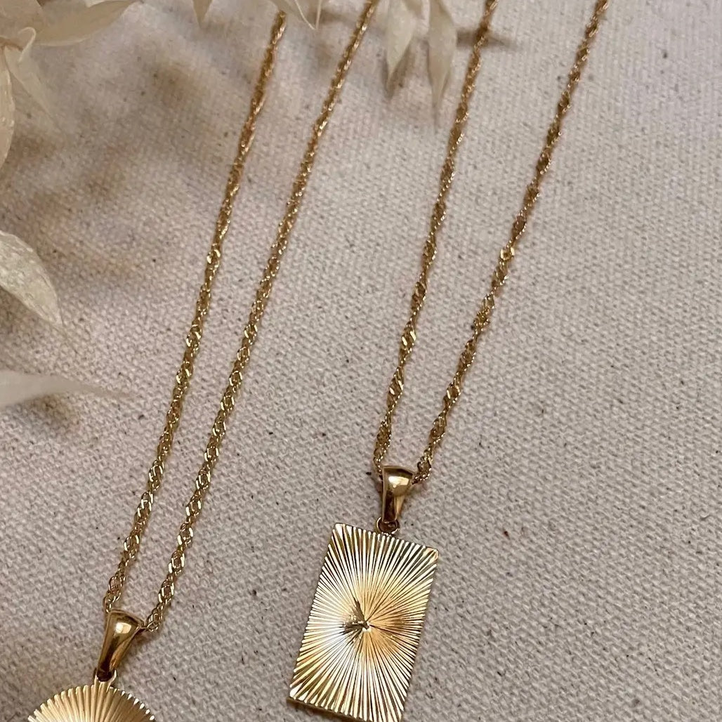 18k Gold Plated Sunrise Waterproof Pendant Necklace