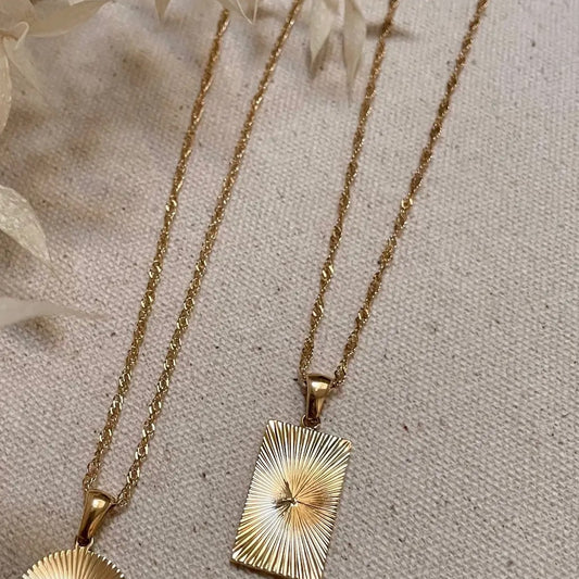 18k Gold Plated Sunrise Waterproof Pendant Necklace