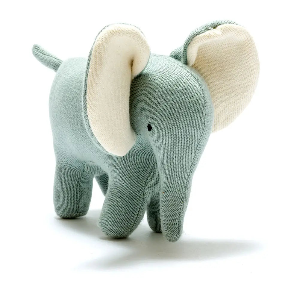 Ellis the Elephant Plush Toy Knitted Organic Cotton in Teal