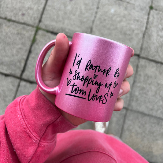 TOM LOVES SPARKLY PINK MUG