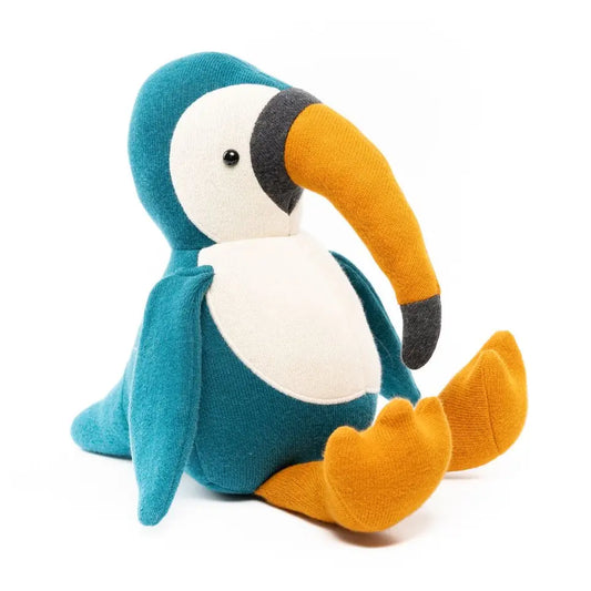 Large Organic Cotton Toucan Plush Toy in Blue