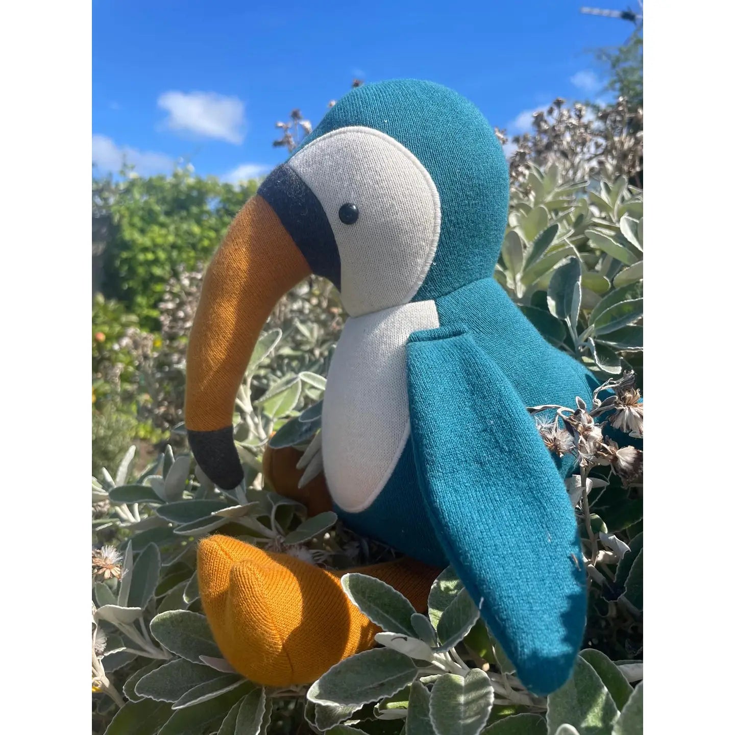 Large Organic Cotton Toucan Plush Toy in Blue