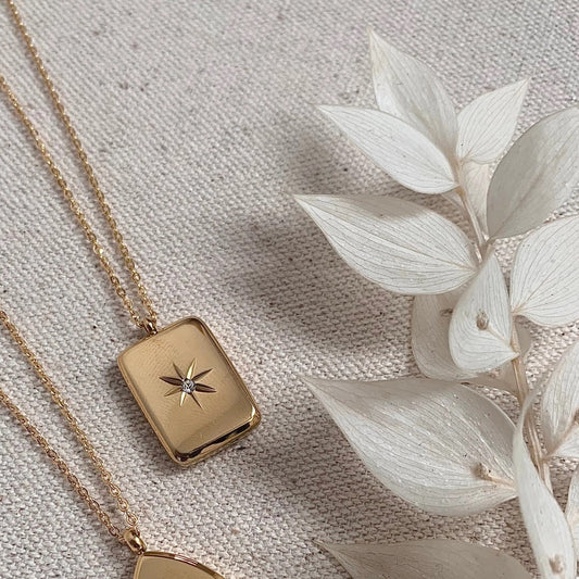 18k Gold Plated Waterproof Solid Star Embossed Pendant Necklace
