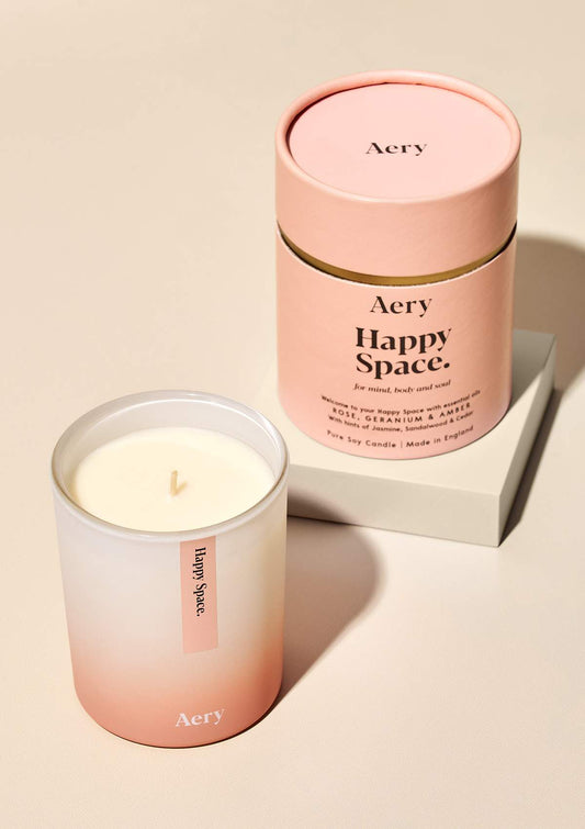HAPPY SPACE SCENTED CANDLE - ROSE GERANIUM AND AMBER